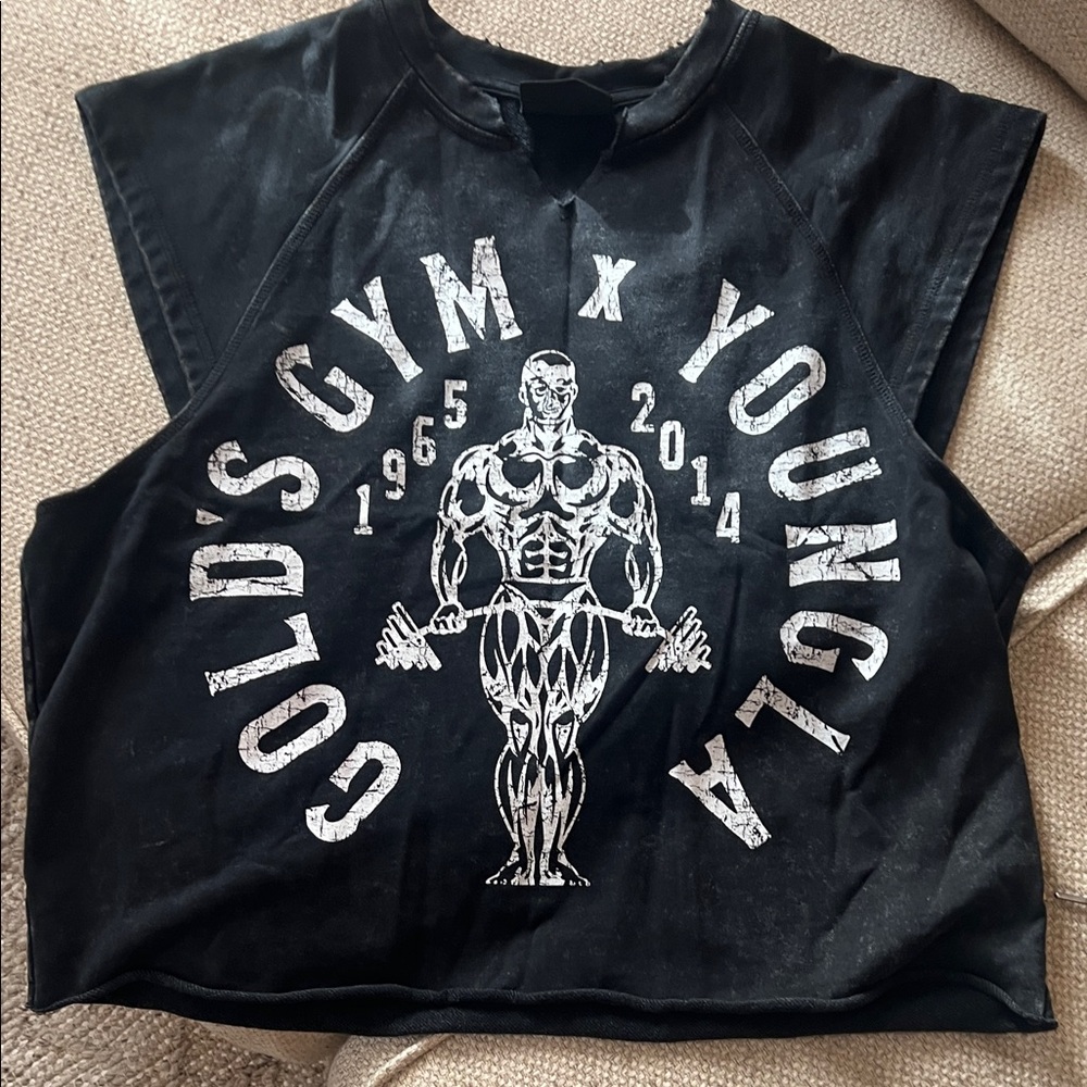 YoungLA Black Muscle Graphic Tank with White Print